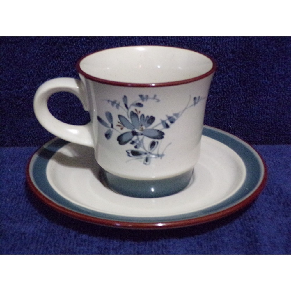 Noritake Stoneware "Pleasure" Dinnerware Cup & Saucer Set Neutral Tan